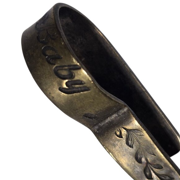 Vintage Curved Handle Baby Spoon Utensil Collectible Engraved Worn - Picture 12 of 16